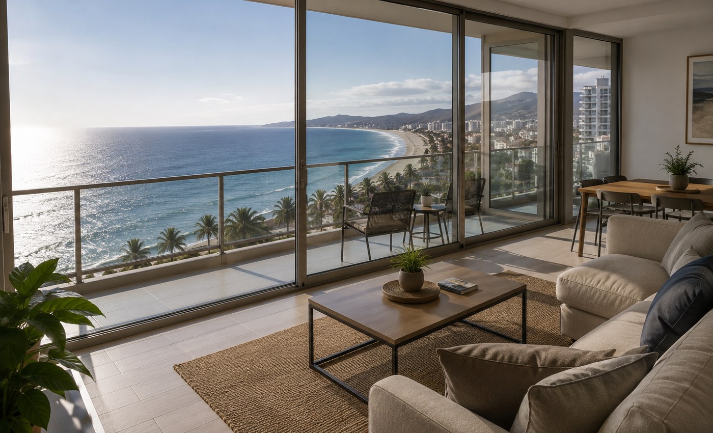 Departamento amoblado con vista al mar para arriendo corporativo